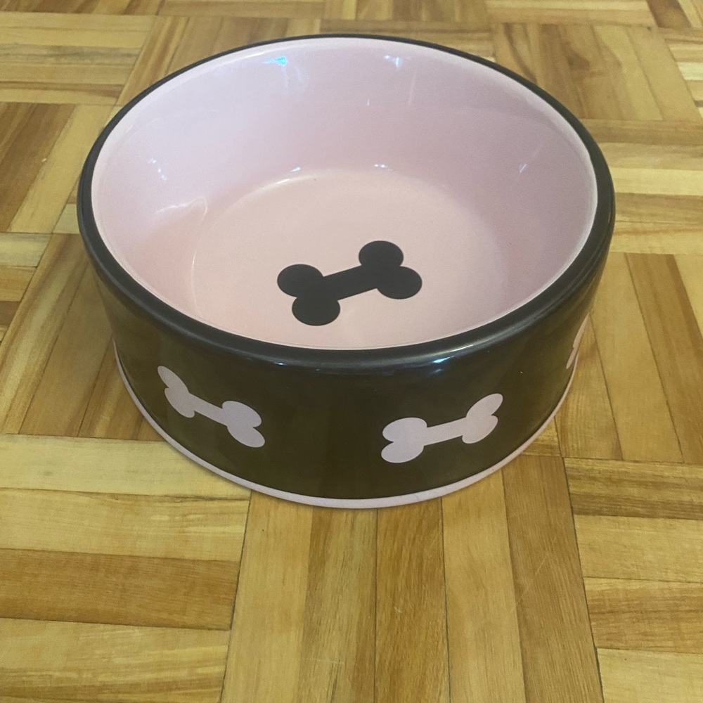 Pink and Black Dog Bowl